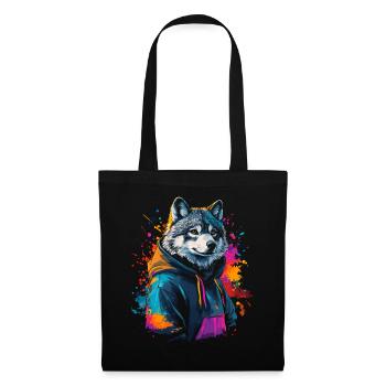 Hip Hop Wolf Vintage Urban Streetwear - Tote Bag - black - Front