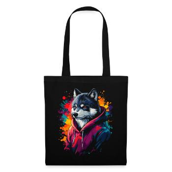 Hip Hop Wolf Vintage Urban Streetwear - Tote Bag - black - Front
