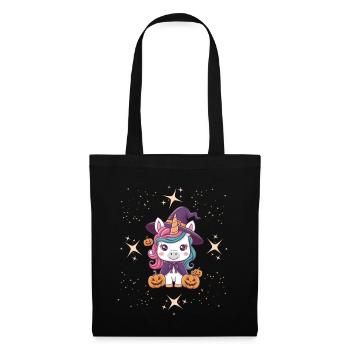 Mignon Happy Halloween Licorne Unisexe T-shirt pour enfants - Sac en tissu - noir - Devant