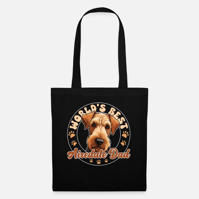 Airedale Terrier Dog Airedale Dad - Stoffbeutel - Schwarz