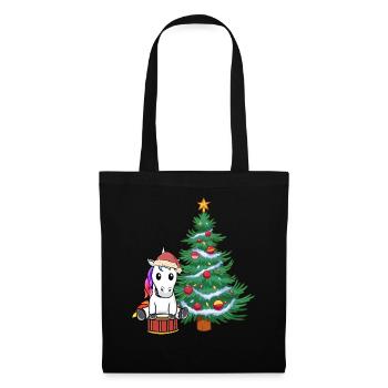 Licorne Licornes Noël Noël Arbre Noël Père Noël - Sac en tissu - noir - Devant