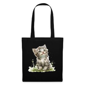 Cute Baby Cat Watercolor - Stoffbeutel - Schwarz - Vorne