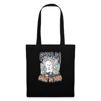 Halloween-Baseball-Ghoul an erster, Geist an dritter Stelle - Stoffbeutel - Schwarz - Vorne