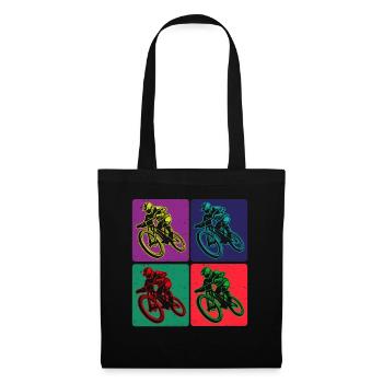 Colored Mountain Bike Rider Art - Tote Bag - black - Front