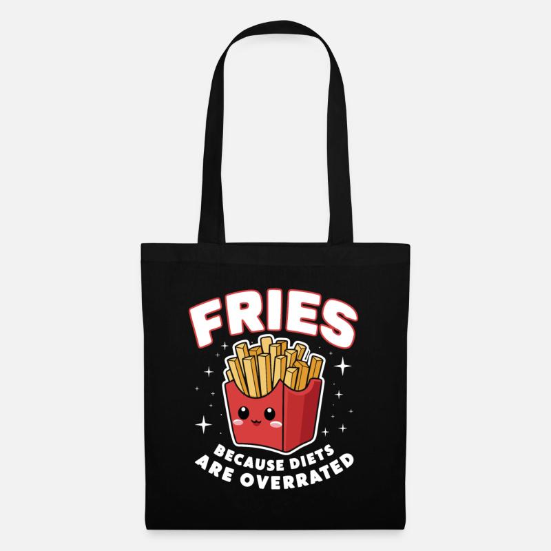 Pommes Diät Überbewertet Fritten Liebhaber - Stoffbeutel - Schwarz