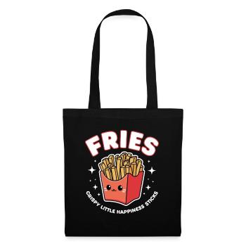 Frittierte Pommes Kartoffel Stäbchen Fast Food - Stoffbeutel - Schwarz - Vorne