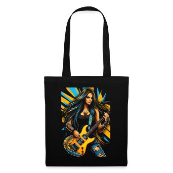 Wild guitar diva with electric guitar - Tote Bag - black - Front