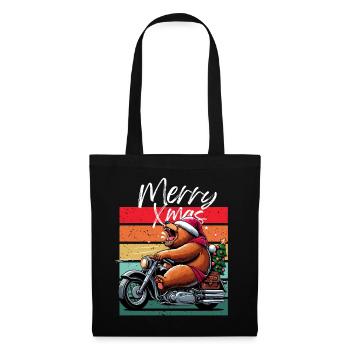 Joyeux Noël Moto Moto Ours Rétro Noël - Sac en tissu - noir - Devant