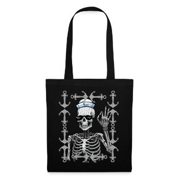 maritim Halloween Matrose Moin Seefahrer Seemann - Stoffbeutel - Schwarz - Vorne