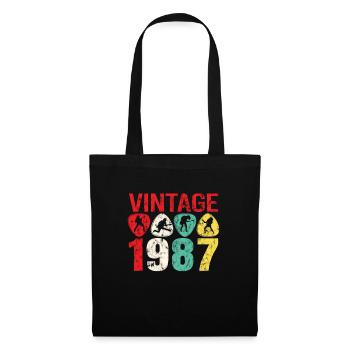 1987 Geburtstag Rock n Roll Vintage - Stoffbeutel - Schwarz - Vorne