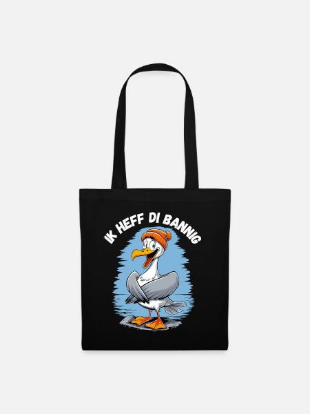 Hamburg Möwe Ich liebe Dich Plattdeutsch Nordsee - Stoffbeutel - Schwarz