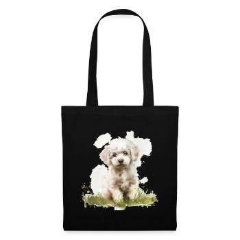 Cute Puppy Poodle Watercolor - Stoffbeutel - Schwarz - Vorne