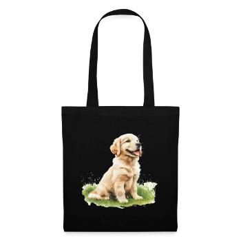 Cute Puppy Golden Retriever Watercolor - Stoffbeutel - Schwarz - Vorne