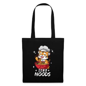 Tiger Ramen Noodles Chibi Asia Noodle Soup Anime - Tote Bag - black - Front