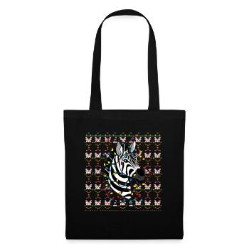 Zebra Ugly Christmas Weihnachten Xmas Santa Claus - Stoffbeutel - Schwarz - Vorne