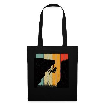 Retro Rock Climbing Silhouette Against Striped Sun - Tote Bag - black - Front
