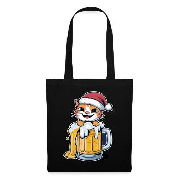 Cat Ugly Noël Noël Noël Bière - Sac en tissu - noir - Devant