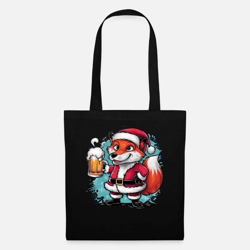 Fuchs fox Ugly Christmas Weihnachten Xmas Bier - Stoffbeutel - Schwarz