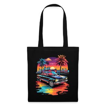 Retro Car Cruiser at sunset - Tote Bag - black - Front