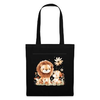 Cute Lion And Dog Friends - Stoffbeutel - Schwarz - Vorne