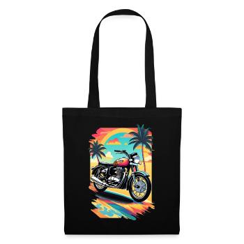 Retro motorcycle on a tropical beach - Tote Bag - black - Front