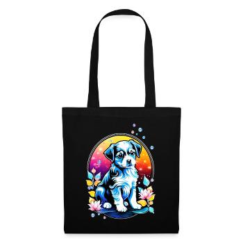 Cute puppy with lotus flowers - Tote Bag - black - Front