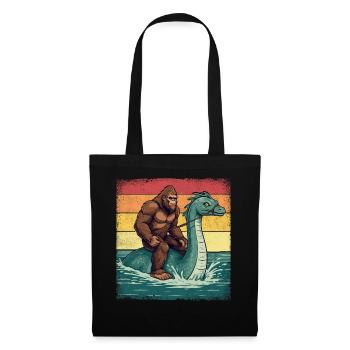 Bigfoot Reitet Loch Ness Monster Nessie - Stoffbeutel - Schwarz - Vorne