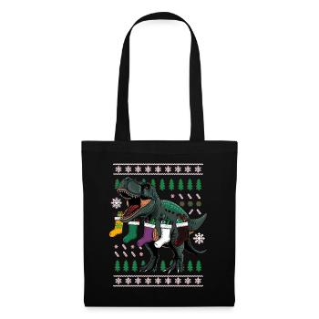 Dinosaurier Trex T-Rex Christmas Weihnachten Xmas - Stoffbeutel - Schwarz - Vorne