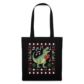 Dinosaurier Trex T-Rex Christmas Weihnachten Xmas - Stoffbeutel - Schwarz - Vorne