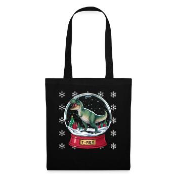 Dinosaurier Trex T-Rex Christmas Weihnachten Xmas - Stoffbeutel - Schwarz - Vorne