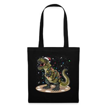Dinosaure Noël Lumière Noël Noël - Sac en tissu - noir - Devant