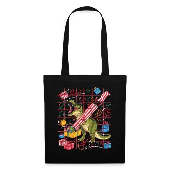 Dinosaurier Trex T-Rex Christmas Weihnachten Xmas - Stoffbeutel - Schwarz - Vorne