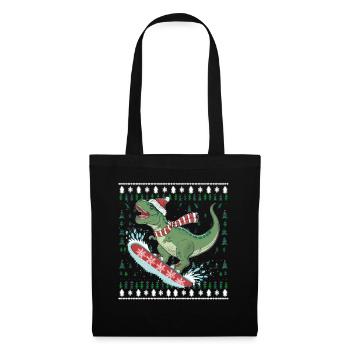 Dinosaurier Trex T-Rex Christmas Weihnachten Xmas - Stoffbeutel - Schwarz - Vorne