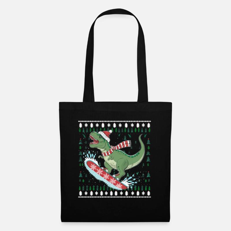 Dinosaurier Trex T-Rex Christmas Weihnachten Xmas - Stoffbeutel - Schwarz