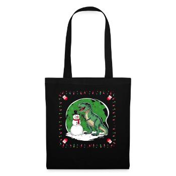Dinosaurier Trex T-Rex Christmas Weihnachten Xmas - Stoffbeutel - Schwarz - Vorne