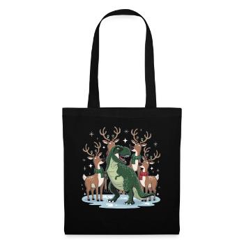 Dinosaurier Trex T-Rex Christmas Weihnachten Xmas - Stoffbeutel - Schwarz - Vorne