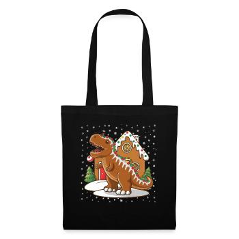 Dinosaurier Trex T-Rex Christmas Weihnachten Xmas - Stoffbeutel - Schwarz - Vorne