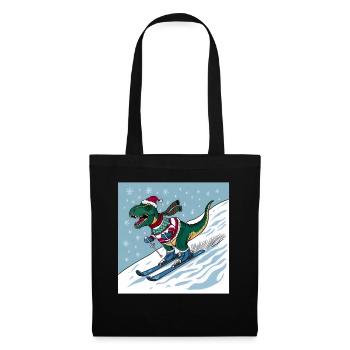 Dinosaurier Trex T-Rex Christmas Weihnachten Xmas - Stoffbeutel - Schwarz - Vorne