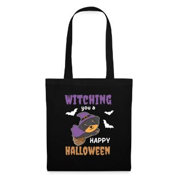 Rottweiler Hexe Witching you a Happy Halloween - Stoffbeutel - Schwarz - Vorne