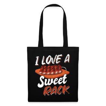 I Love A Sweet Rack BBQ Fleischliebhaber - Stoffbeutel - Schwarz - Vorne