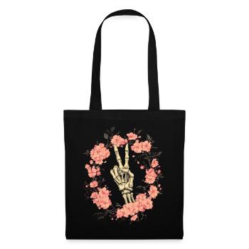 Skeleton Hand Peace Sign - Tote Bag - black - Front