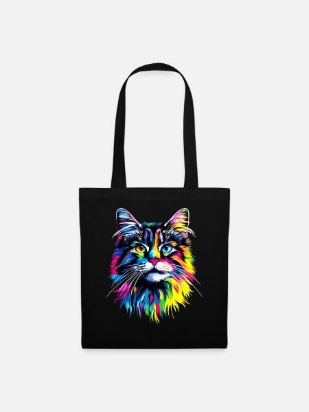 Katze Norwegische Waldkatze Norweger Wald Katzen - Stoffbeutel - Schwarz