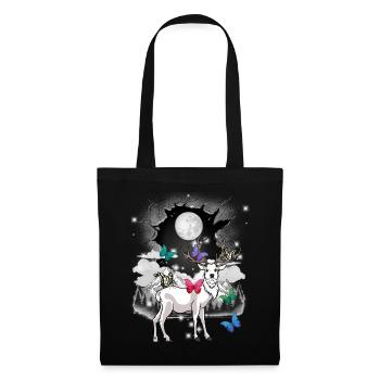 mystical deer deer roebuck full moon nature - Tote Bag - black - Front