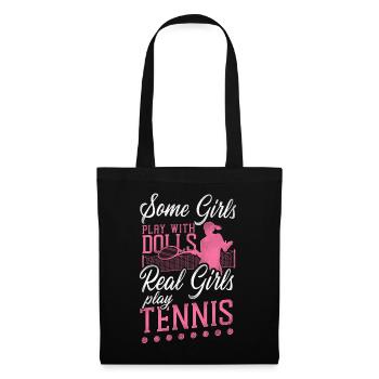 Drôle de joueur de tennis raquette fille - Sac en tissu - noir - Devant