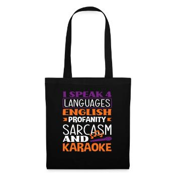 4 langues Anglais Jurons Sarcasme Karaoké - Sac en tissu - noir - Devant