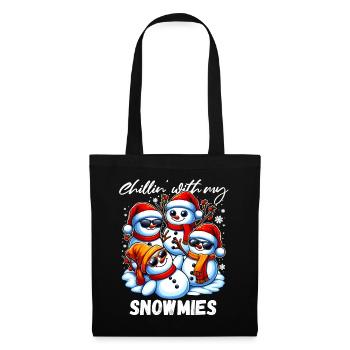 Weihnachten Schneemann Kumpel Freunde Fun Lustig - Stoffbeutel - Schwarz - Vorne