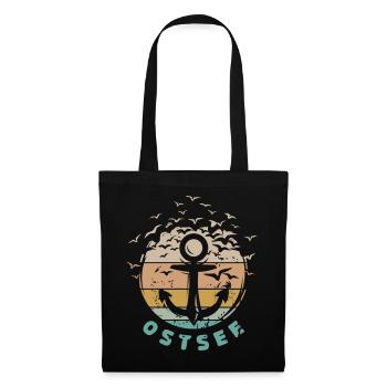 retro anchor Baltic Sea vintage sea seagulls icon logo - Tote Bag - black - Front