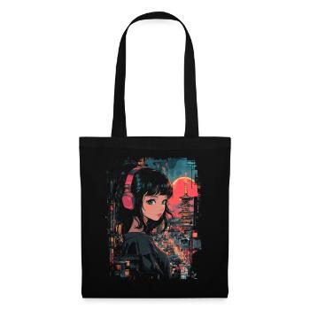 Fille d’Anime Japon - Sac en tissu - noir - Devant
