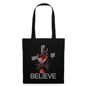 Motif de la foi chrétienne « Jésus croit » - Sac en tissu - noir - Devant