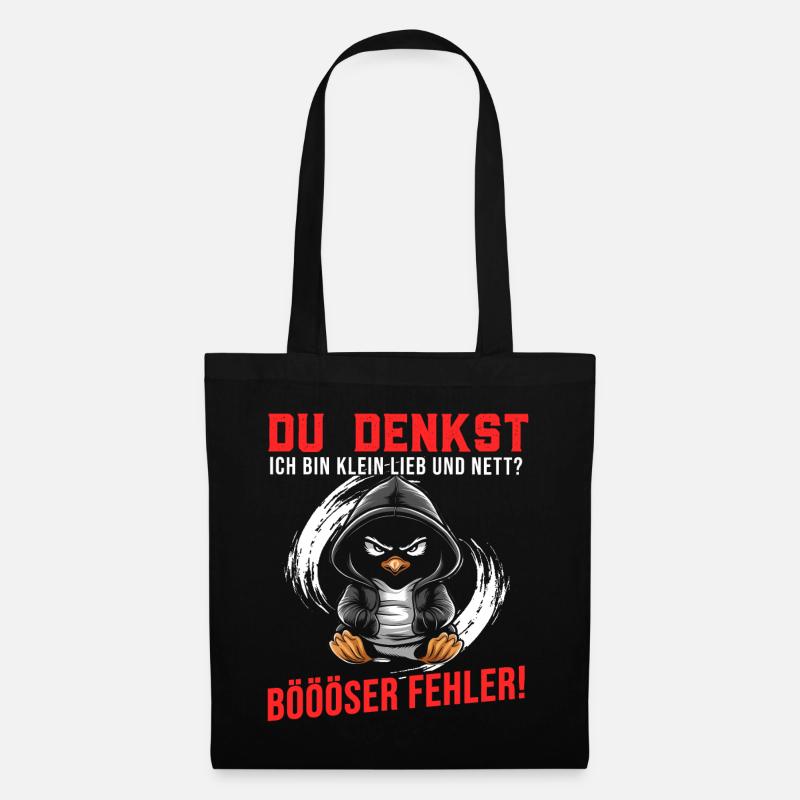 Pinguin Tshirt Lustig Witzig Humor Sarkasmus Büro - Stoffbeutel - Schwarz